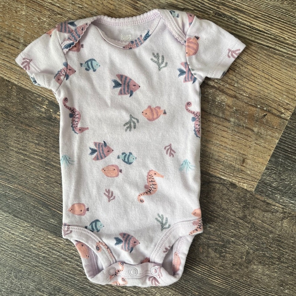 Just‎ One You Baby Bodysuit Sea Life Print Short Sleeve Newborn NB